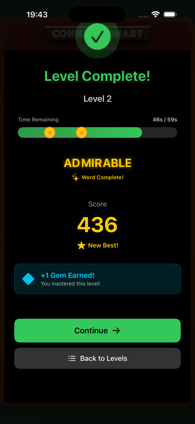 Connectionary level complete